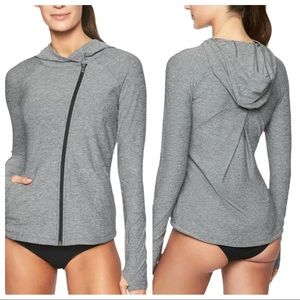 ATHLETA Pacifica Pleated Heather Gray Hoodie Jacket Size Medium